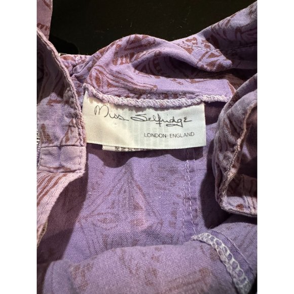 MISS SELFRIDGE LILAC geometric print ruffled short DRESS womans SIZE 10 | W1 - Picture 4 of 5